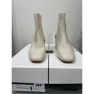 Dolce Vita Imogen H2O Ivory Leather Waterproof Square Toe Block Heel Boots 6